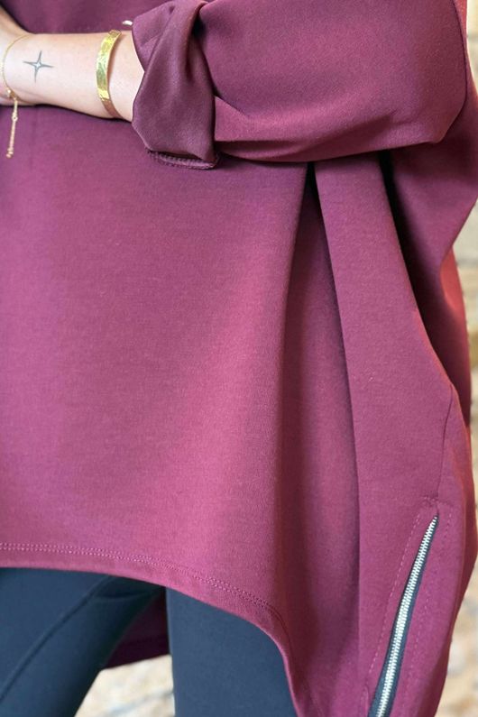 The Soft Tech Jersey Zippy Sweatshirt Burgundy